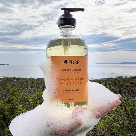 Savon à mains - Sorbet à l'orange - 500ml - Bouteille en verre | Pure