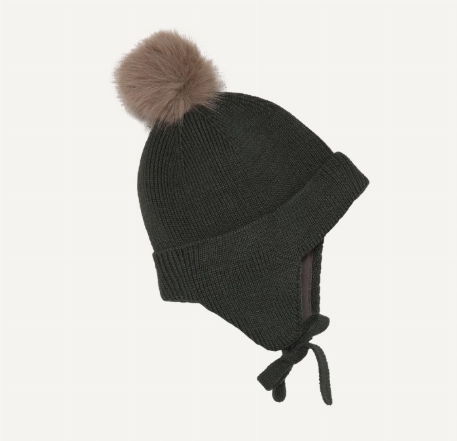 Tuque doublée à pompon - Khaki | Color Kids