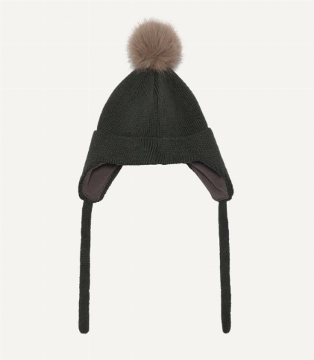 Tuque doublée à pompon - Khaki | Color Kids