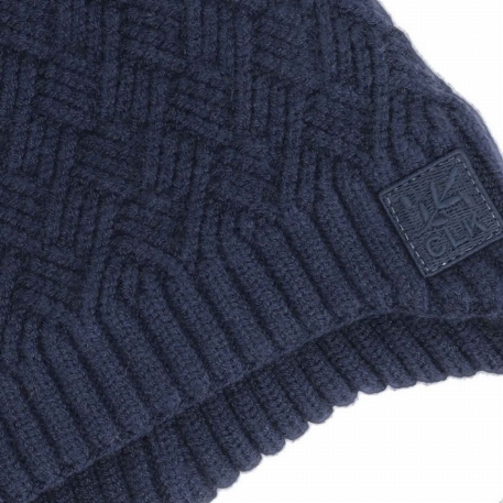 Chapeau tricot pompon avec cordons - Marine | Calikids