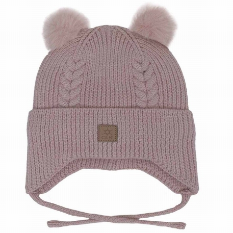 Bonnet en tricot doux au toucher 2 pompons - Lotus | Calikids