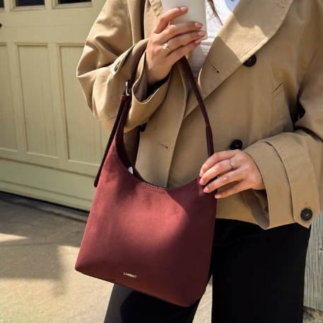 Le ELENA - Sac à épaule en suède vegan - Cassis | Lambert