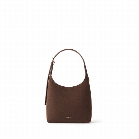Le ELENA - Sac à épaule en suède vegan - Chocolat | Lambert