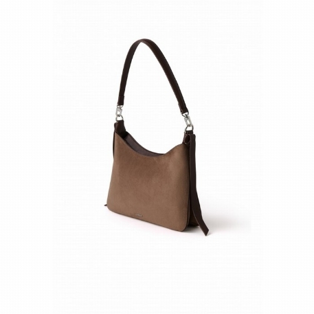 Le LÉONIE - Sac à épaule en suède - Taupe | Lambert