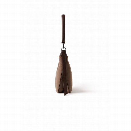Le LÉONIE - Sac à épaule en suède - Taupe | Lambert