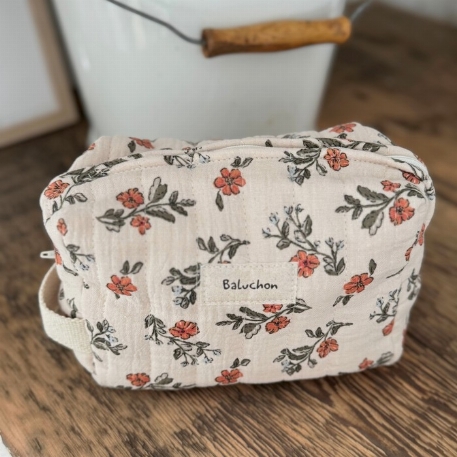 Trousse à cosmétique rectangle - Corail | Baluchon