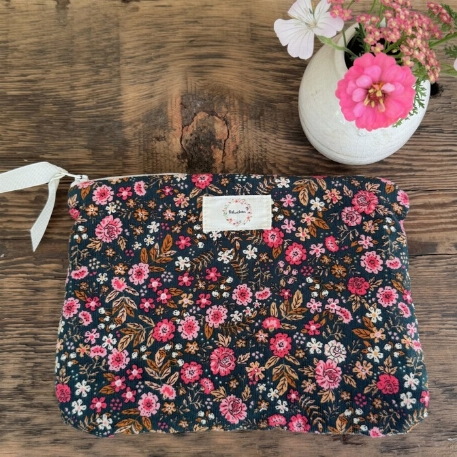 Pochette en corduroy - Fleuri | Baluchon
