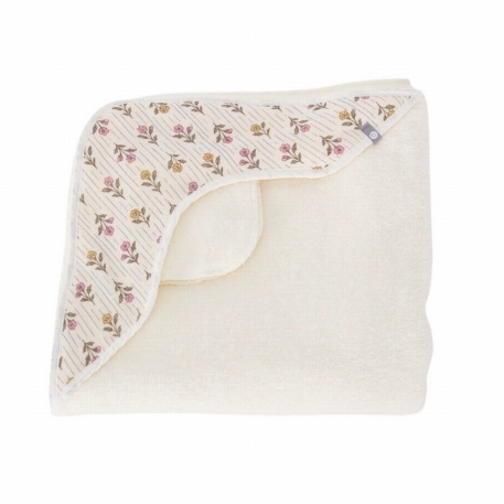 Sortie de bain pour bébé - Fleurs sur fond crème | Baluchon