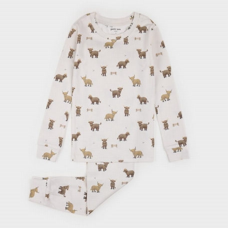 Ensemble pyjama côtelé - Vaches écossaises | Petit Lem 24M