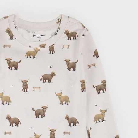Ensemble pyjama côtelé - Vaches écossaises | Petit Lem 24M