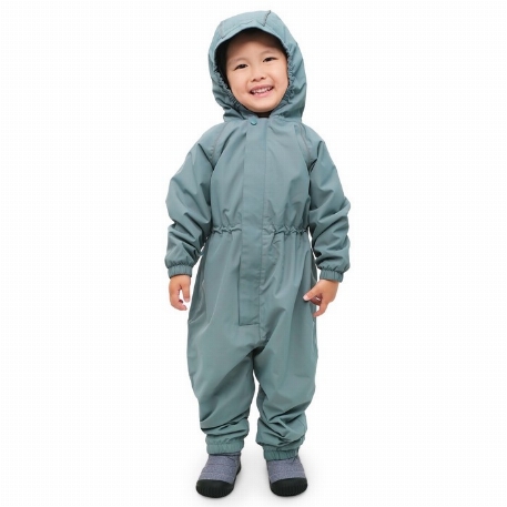 Combinaison de pluie doublées en polaire pour enfants - Vert sapin foncé | Jan & Jul