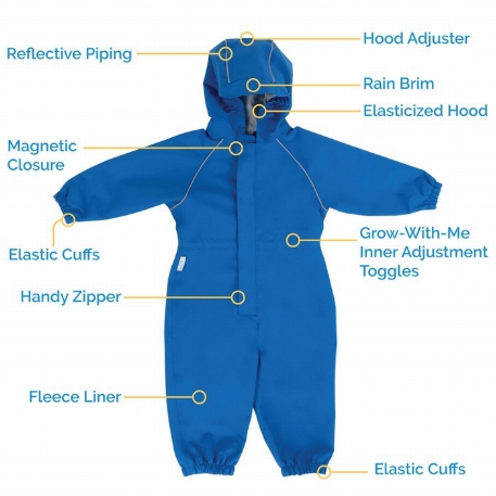 Combinaison de pluie doublées en polaire pour enfants - Vert sapin foncé | Jan & Jul