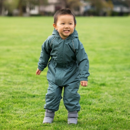 Combinaison de pluie doublées en polaire pour enfants - Vert sapin foncé | Jan & Jul