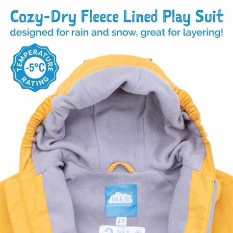 Combinaison de pluie doublées en polaire pour enfants - Vert sapin foncé | Jan & Jul