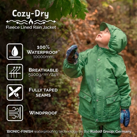 Imperméable doublé en polaire - Vert sapin foncé | Jan & Jul