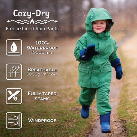 Pantalon de pluie doublé en polaire - Vert sapin foncé | Jan & Jul