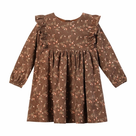 Robe Anya - Chocolate Floral Corduroy | Vignette