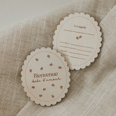 Pastille de bois - Naissance Fleurs | Le Petit Tableau Noir