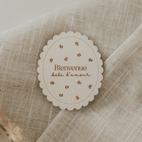 Pastille de bois - Naissance Fleurs | Le Petit Tableau Noir