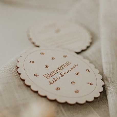 Pastille de bois - Naissance Fleurs | Le Petit Tableau Noir