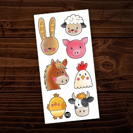 Tatouages temporaires - Les animaux de la ferme | PiCO
