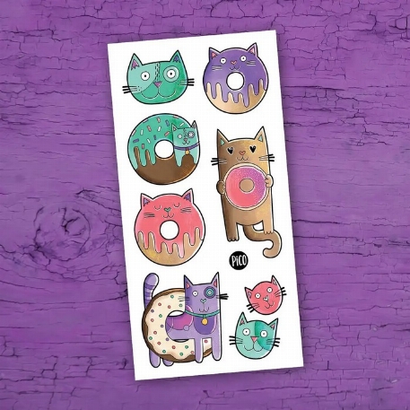 Tatouages temporaires - Les chats-beignes | PiCO