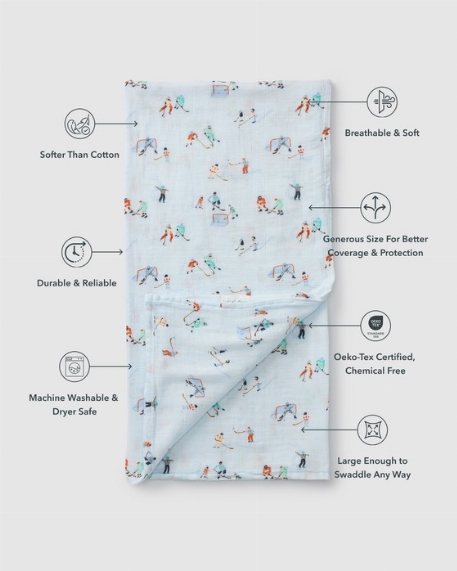 Couverture en mousseline de bambou - Hockey sur glace | Loulou Lollipop