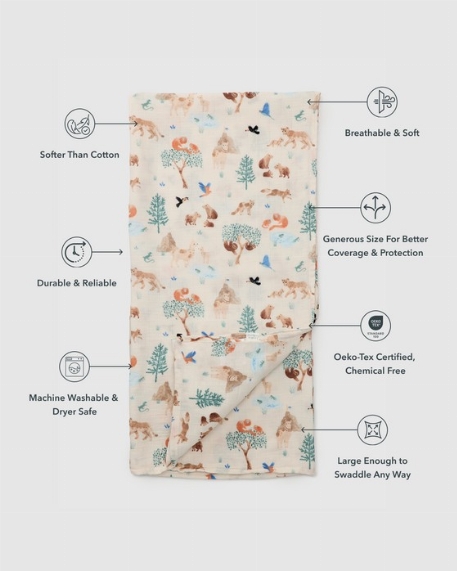 Couverture en mousseline de bambou - Aventures de lamas | Loulou Lollipop