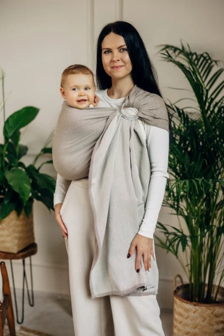 Écharpe Ring Sling -  Tissage en chevrons - Little herringbone almond | LennyLamb