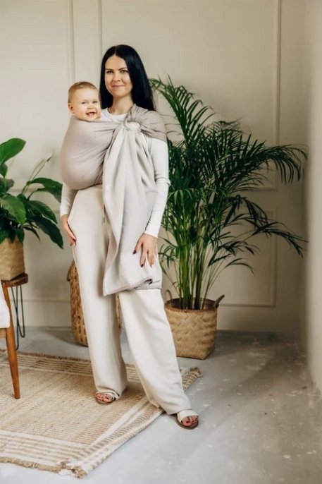 Écharpe Ring Sling -  Tissage en chevrons - Little herringbone almond | LennyLamb