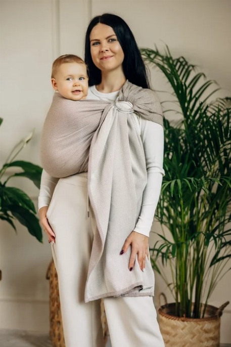 Écharpe Ring Sling -  Tissage en chevrons - Little herringbone almond | LennyLamb