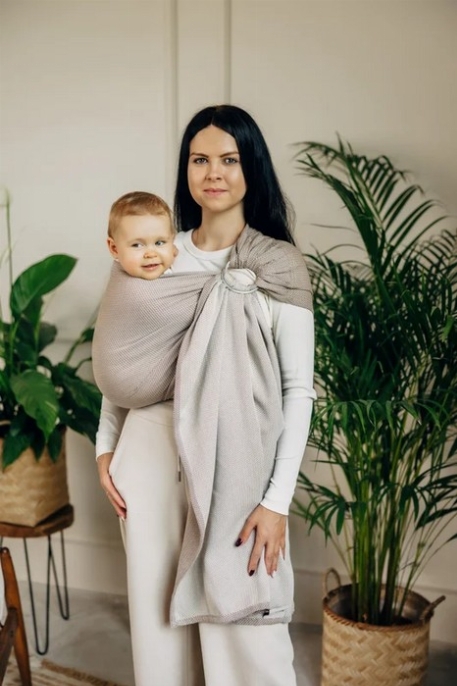 Écharpe Ring Sling -  Tissage en chevrons - Little herringbone almond | LennyLamb