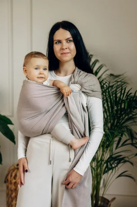 Écharpe Ring Sling -  Tissage en chevrons - Little herringbone almond | LennyLamb