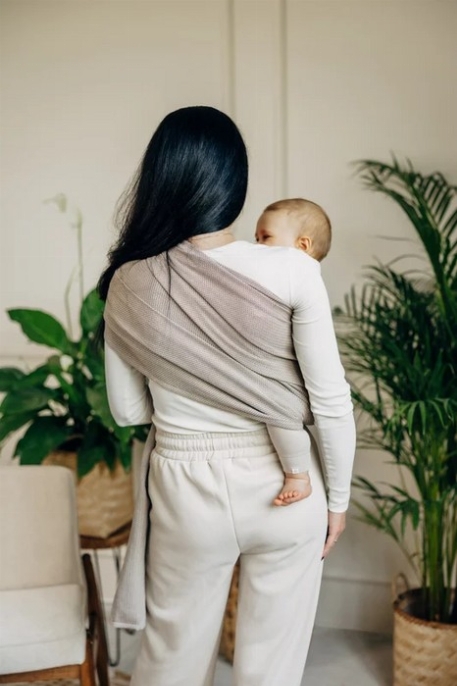 Écharpe Ring Sling -  Tissage en chevrons - Little herringbone almond | LennyLamb