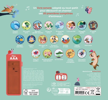 Mes jolies comptines d'animaux - 20 puces sonores | Auzou