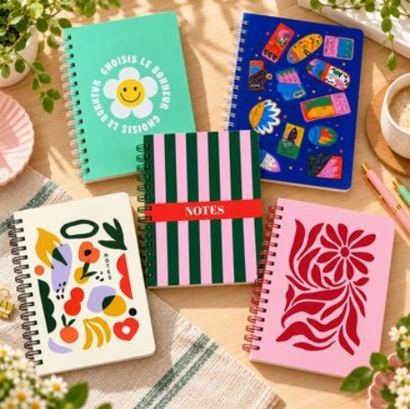 Cahier de notes - Medium-  Fleurs rouges abstrait | Pierre Belvédère
