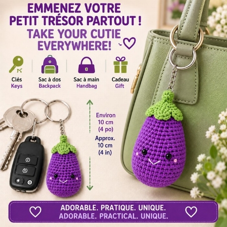 Kit DIY  porte-clé crochet - aubergine | Pierre Belvédère