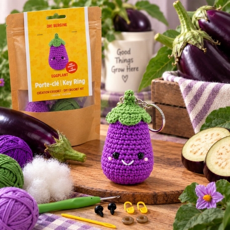 Kit DIY  porte-clé crochet - aubergine | Pierre Belvédère
