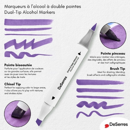 Ensemble marqueurs alcool double pointe couleurs pastels - 6 pièces | DeSerres
