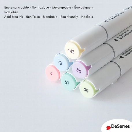 Ensemble marqueurs alcool double pointe couleurs pastels - 6 pièces | DeSerres