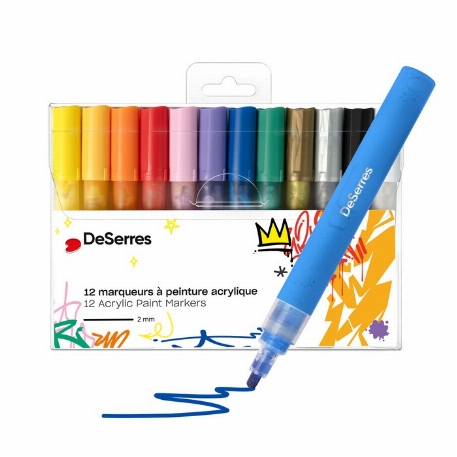 Marqueurs acryliques valve 2mm - 12 marqueurs | DeSerres
